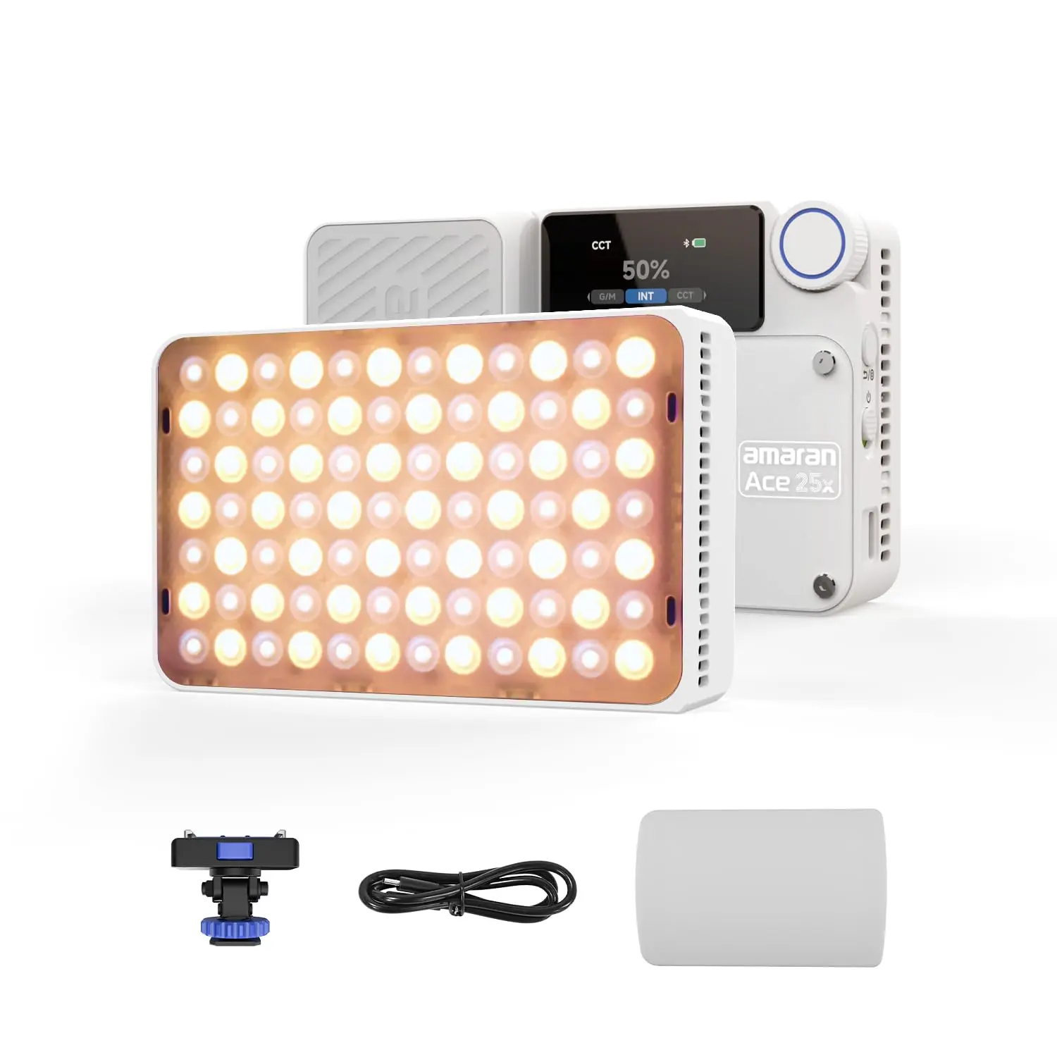 amaran Ace 25x Pocket Bi-Color LED Light: Boost Mode Up to 32W, Bi-Color Mini Video Light (2,700-6,500K), 1,636 Lux@1m, 4,500mAh Battery with PD Fast Charging for Mobile Creators