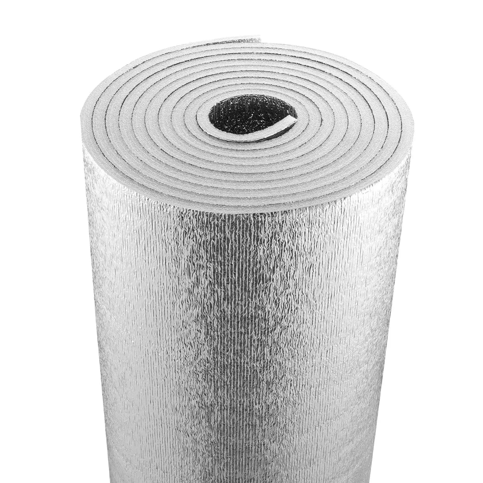 VEVOR Double Reflective Insulation Roll, 15.1mm Thick 48in x 25ft Foam Core Radiant Barrier, Double-Sided Aluminum Foil EPE Foam Shield, Thermal Insulation for Windows, RV Roofs, Garage Doors, Houses, Sun Protection, Convenient Installation, Heat Blocking