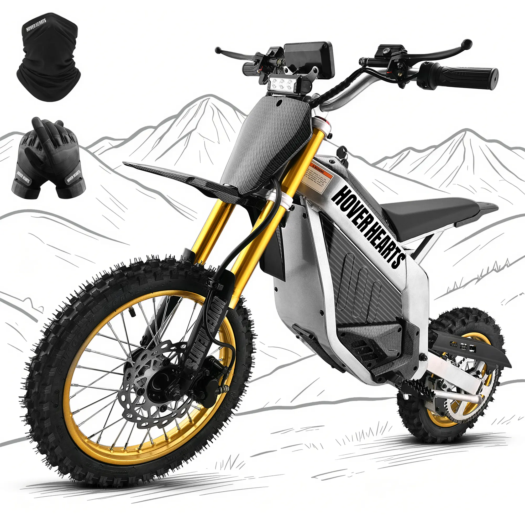 HOVER HEART Electric Ride-On Bike, 48V Rechargeable Battery Powered Bike with LCD Display, Suspension System, Fat Tires and LED Light