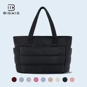 BIGWIG 20L Puff Sleeve Women Puffy Handbag, Quilted Laptop Shoulder , Lightweight and Practical, with Multiple Compartments for Workplace Storage and Zipper Closure, Perfect for Travel, Work, The Beach, The Gym, or Shopping, clinical bag