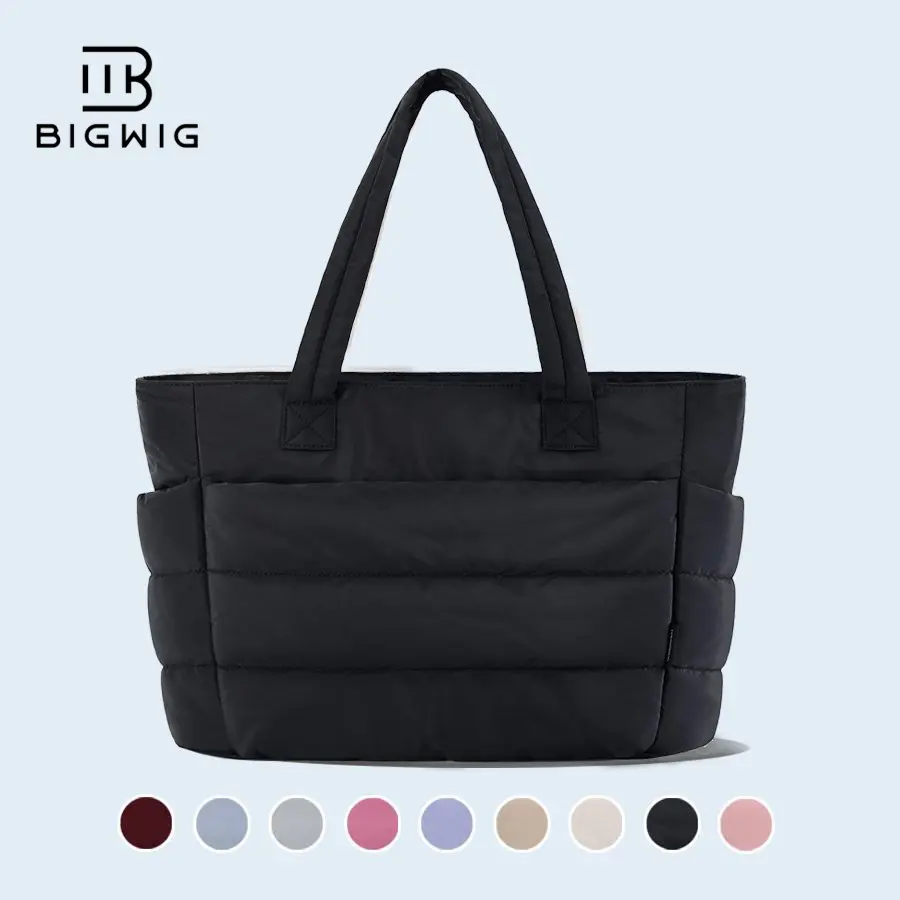 BIGWIG 20L Puff Sleeve Women Puffy Handbag, Quilted Laptop Shoulder , Lightweight and Practical, with Multiple Compartments for Workplace Storage and Zipper Closure, Perfect for Travel, Work, The Beach, The Gym, or Shopping, clinical bag, Casual Commuter,