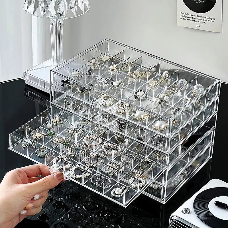 Layers Plastic Dustproof Jewelry Box, 1 Count Jewelry Storage Box, Transparent Large Storage Display Case, Multi-layer Earrings Rings Necklaces Bracelets Pendants Organizer, Home Jewelry Organizer, Jewelry Holder Organizer, Clear Organizer