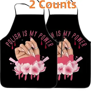Polish Nails Pattern Apron Set,2 Counts Polyester Kitchen Apron for Cooking,Christmas Gift, Summer Cool Apron for Women,Mother's Day Gift,Nails Design Tool,Kitchen Accessory,Garden Accessory