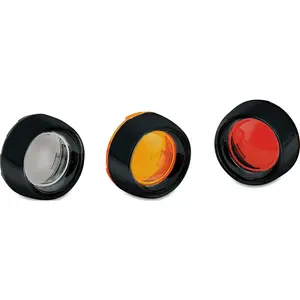 5482 Motorcycle Lighting Accessory: Deep Dish Bezel for 2000-19 Harley-Davidson Motorcycles with Bullet Turn Signal/Blinker Lights, Red Lens, Gloss Black, 1 Pair