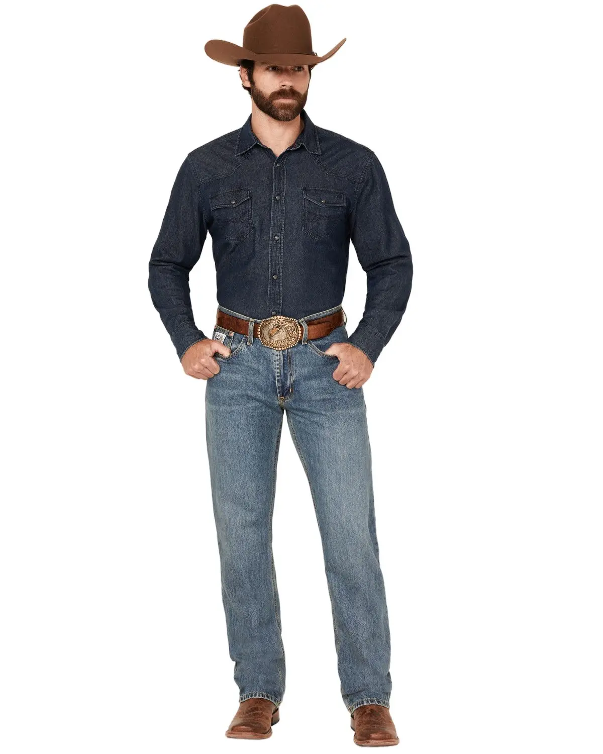 Cinch Men's White Label Relaxed Fit Medium Stonewash Denim Jeans - Mb92834003