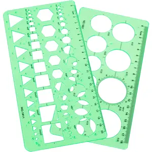 2-Pack Circle Template Geometry Rulers Durable Drawing Stencils for Drafting, Design, and School Projects