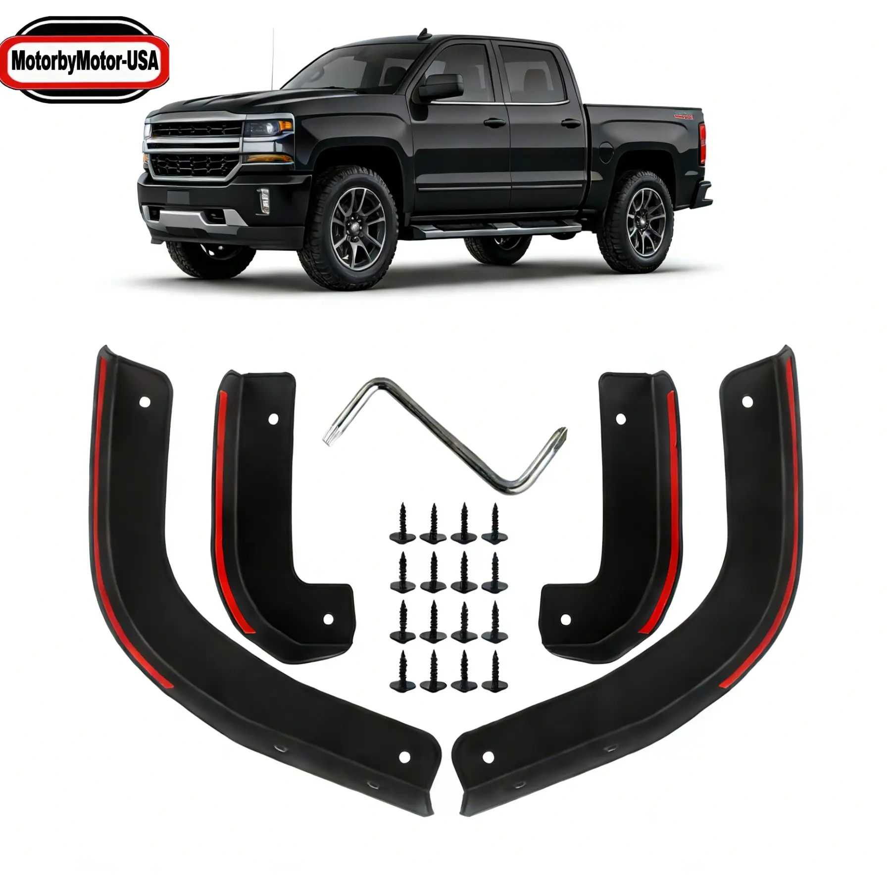 【Stock Up Deals】Mud Flaps & Splash Guards, Front and Rear Protector Accessories for Chevrolet Silverado 1500 (2019-2025) Automotive Vehicles Bolt-On