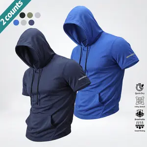 3-pack men’s casual athletic short-sleeve hoodies T-shirts, lightweight and breathable, suitable for summer outdoor wear; sportswear; simple, versatile solid-color T-shirts; comfortable fabric