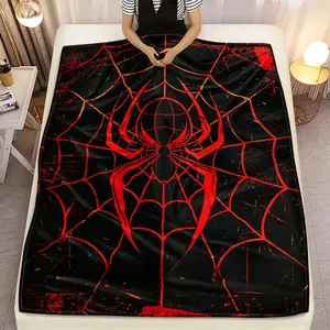 Spider Themed Flannel Blanket Multi color digital printing Tear resistant polyester fiber Bed, sofa, all season It is an excellent gift for children, family and friends