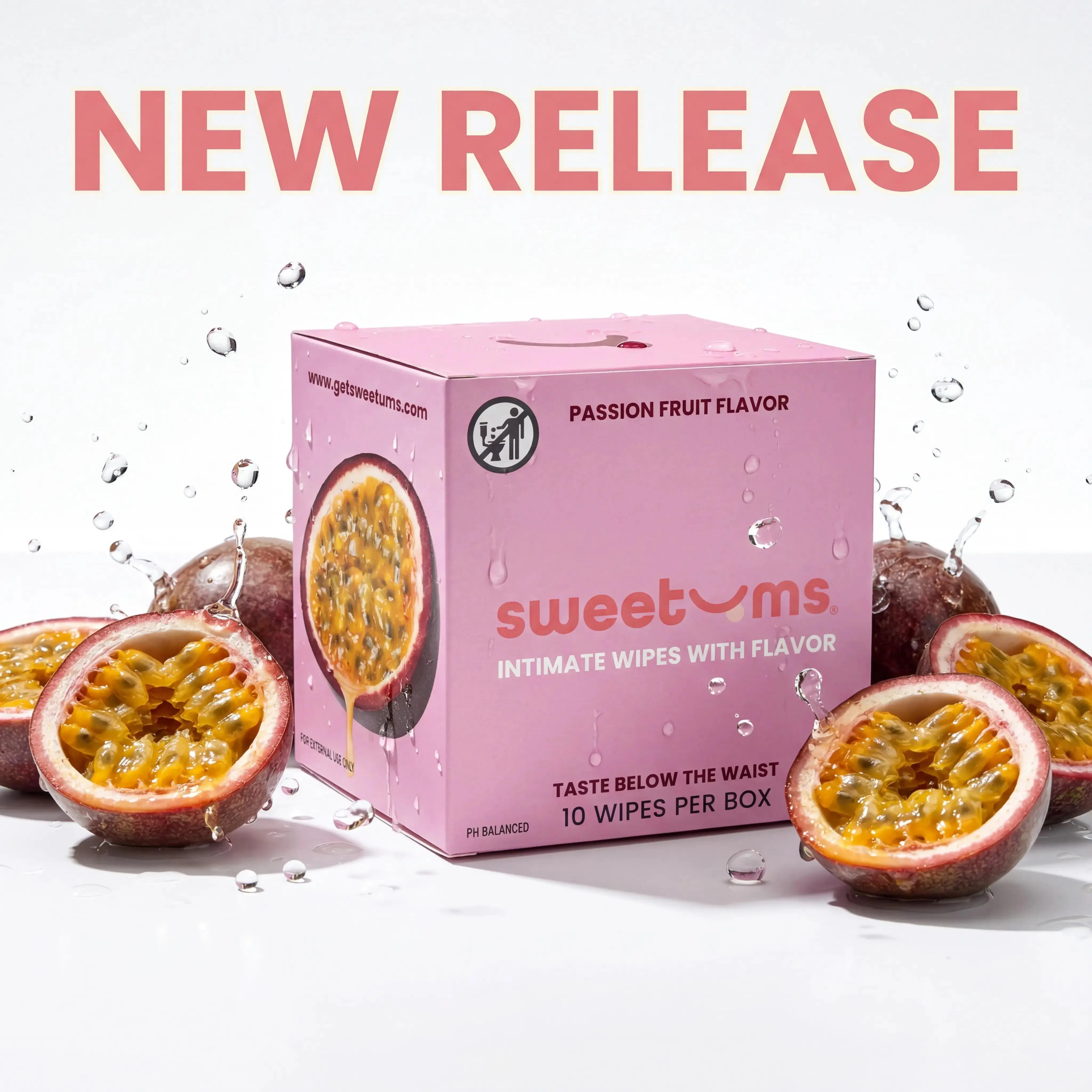 Passion Fruit Flavored Intimate Wipes by Sweetums Sensitive Scented Aroma and Flavor Feminine Hygiene Wipes  Hygiene Essentials Feminine Hygiene Products Hygiene Products Perineal Care