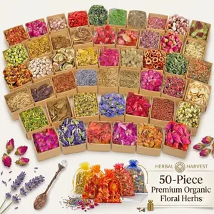 50-Piece Premium Organic Herbal Kit for Witchcraft & Apothecary - Beginner Spell Supplies & Ritual Altar Gift Set for Home Fragrance & Spiritual Practice