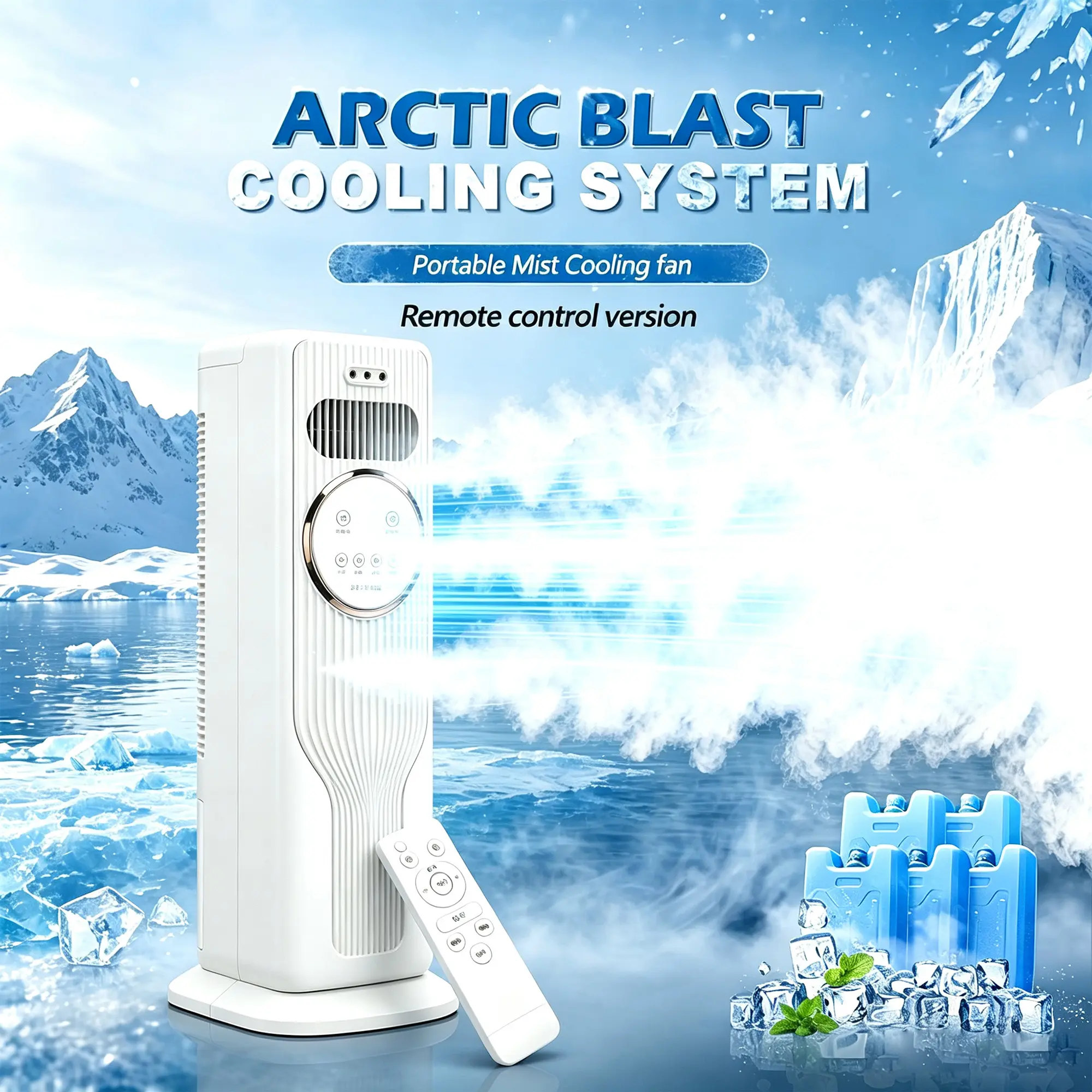 Mini Evaporative Air Cooler, Quiet Portable Tower Fan with Remote Control, Powerful Ice Cooling, Easy Operation, Sleep Aid for Indoor Bedroom & Living Space (Sports & Outdoor Camping Use)