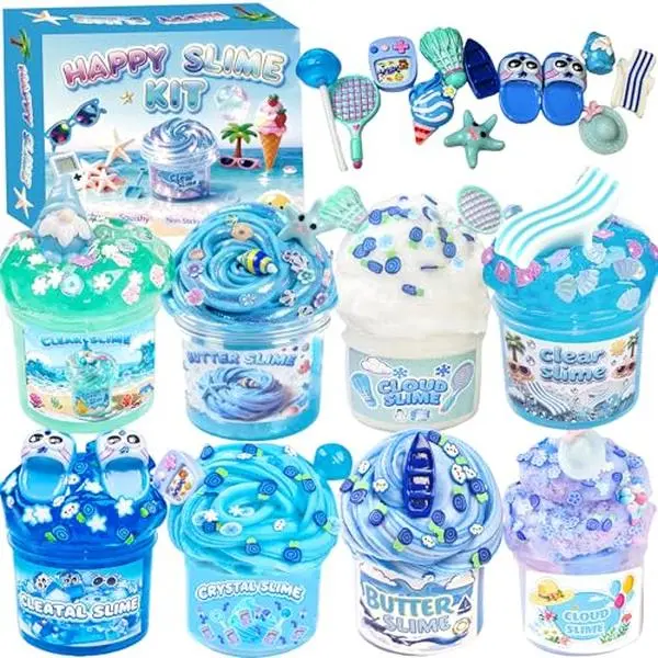8 Pack Butter Slime Kit for Girls and Boys,Party Favors Stretchy and Non-Sticky, Stress Relief Toy,Soft DIY Slime for Kids Birthday Gift Christmas Stocking Stuffers
