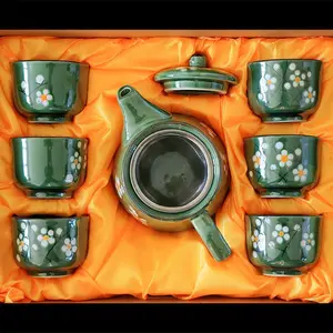 Ceramic tea set with teacup and teapot, equipped with a filter, suitable for home use, gift-worthy, in a fresh and elegant gift box, perfect as a gift or souvenir