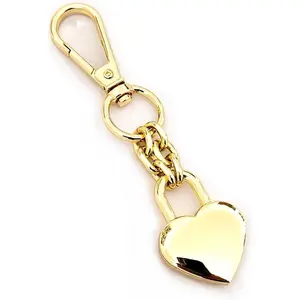 BY-440 Gold Heart Padlock Bag Charms,Heart Shaped Keychain Accessories for Women Handbag Purse Charm Chain Gift