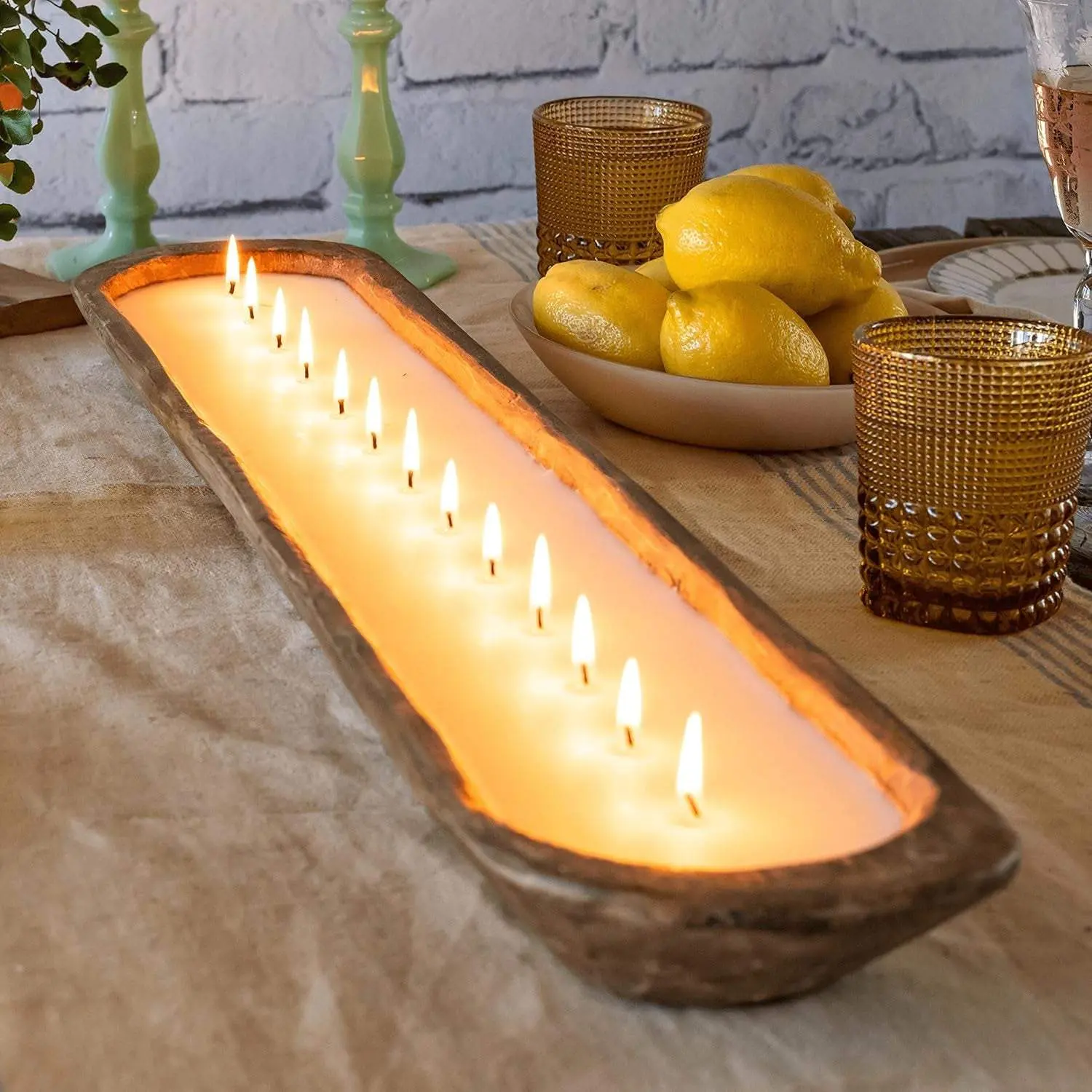 Wooden Dough Bowl Candles - Unscented