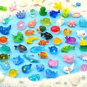 Mini Ocean Animal Resin Model, Collectible Figurines, Resin Animal Sculptures, 30pcs Mini Ocean Animal Ornament, Micro Landscape Decoration, DIY Craft Gift for Party, Collectible Home Decor