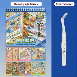 Supermarket Theme Miniature Scene Sticker Book DIY Holiday Gift Relaxing 10 Scenes 33pcs Collection Book