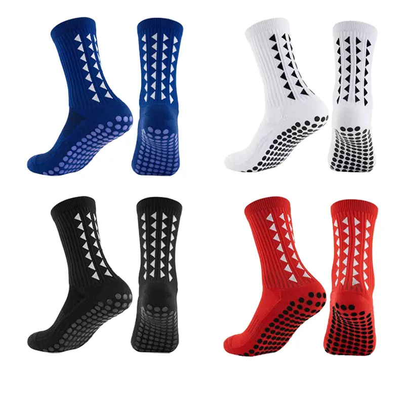 Non Slip Soccer Socks for Men Women, Anti Slip Athletic Sports Grip Socks, Breathable Cushioned Crew Socks for Football, 1 Pairs