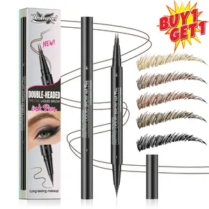 (Buy One Get One Free) Microblading Eyebrow Pencil - Eyebrow Pencil 2 in 1 Dual-ended Eyebrow Pencil with 2-prong Micro-prong Applicator and Precision Brush for Natural Eyebrow Shape that Lasts All Day