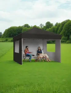 10x10 Pop Up Canopy Tent Outdoor Canopy with 3 Removable Sidewalls One-Person Set Up Heavy Duty Commercial Instant Tent Shelter,Black