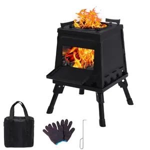 Portable and Detachable Small Wood Burning Stove Outdoor Cooking Equipment for Camping and Hiking