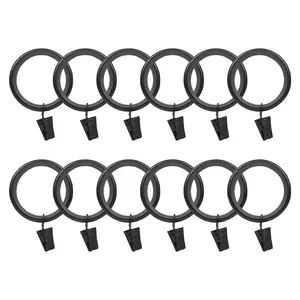 TWOPAGES Jaylon Quiet-Glide Clip Rings, 12Pcs 1.5in Inner Diameter Gold & Black Premium Metal Curtain Rod Holders, Easy-Install for Drapes, Soft Top Window Treatments