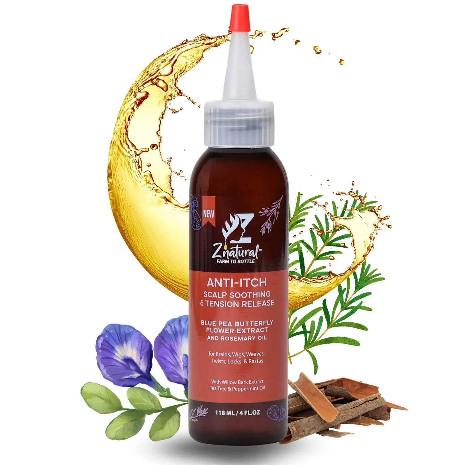 Anti-Itch Pure Tea Tree & Rosemary Hair Growth Oil | Natural ingredients Infused with Aloe Vera | Hair Oil for Dandruff & Dry Itchy Scalp | 118 ml