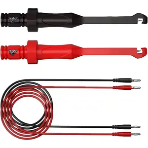 2PCS Multimeter Automotive Test Leads Kit, 4mm Banana Plug Extension Test Leads with Wire Piercing Probe Clip and Insulation Puncture Probe Set for Diagnostic Electrical Testing