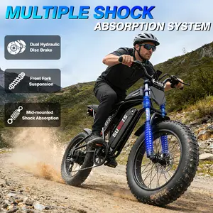 GUGOIS Electric Bike for Adults, 2000W Peak Motor 20" Fat Tire Moped Ebike, 48V Removable Battery Electric Bicycles with Full Suspension & Hydraulic Brakes, 35-40MPH Off-Road Dirt Cruiser E-Bike