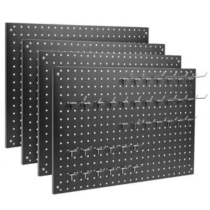 Peg Board, 2/3/4 Pack Metal Pegboard Panels Black Pegboards Wall Organizer with Frame Large Heavy Duty Peg Board with Hooks for Walls Home,Garage Tool Storage,Office Organization,Kitchen 24”×16”