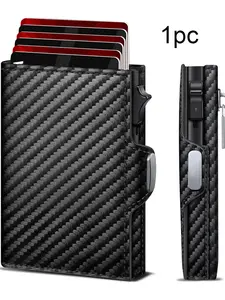 Men's Ultra-Thin Wallet Rfid Anti-Theft Design, Rfid Theft Proof, Rfid Card Slots, Smart Pop-Out Card Holder, Business Simple Style Daily Use, Ideal Gift for Men, Leather Card Holder