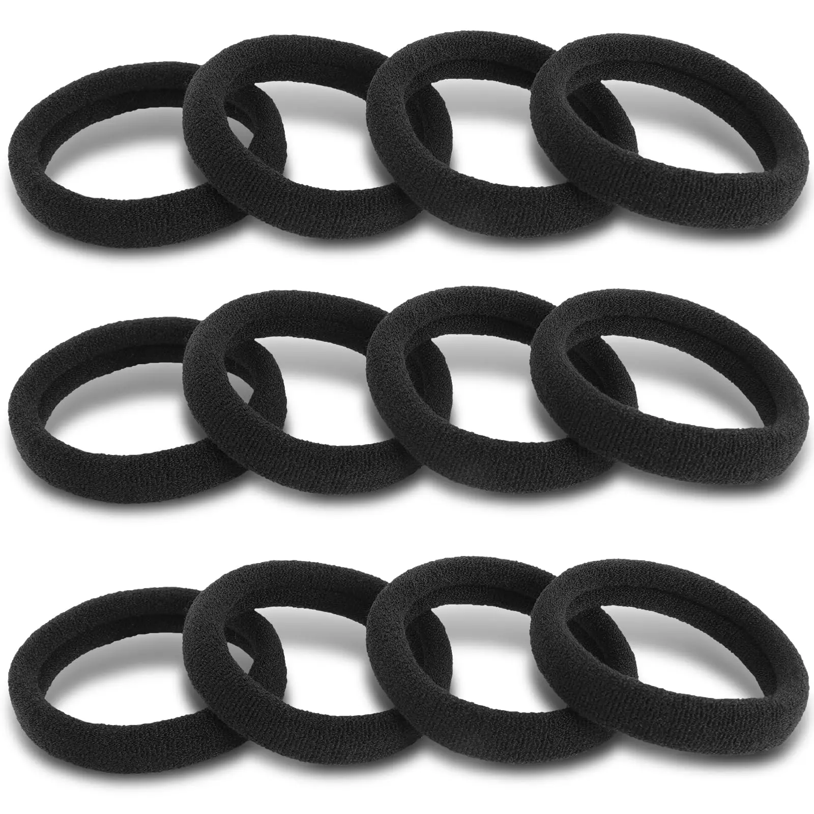 120PCS Black Hair Ties for Women Girls, Elastic Hair Bands Ponytail Holders | Soft Cotton Seamless Hair Tie for Women or Men, No Damage for Thick Hair, 1.8 Inch in Diameter