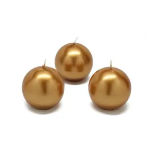 Jeco CBZ-037-8 2 in. Ball Candles, Metallic Gold - 96 Piece