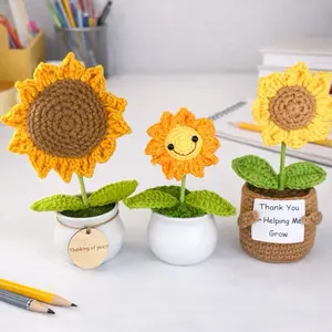 Cute Positive Crochet Sunflower – Happy Desk Decor Gift