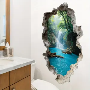 Creative Hole Valley Waterfall Wall Sticker, Removable Plastic Glossy Decorative Decal, Stickers Decor, Home & Office Decor, Classroom Decoration, Multi-Surface Art