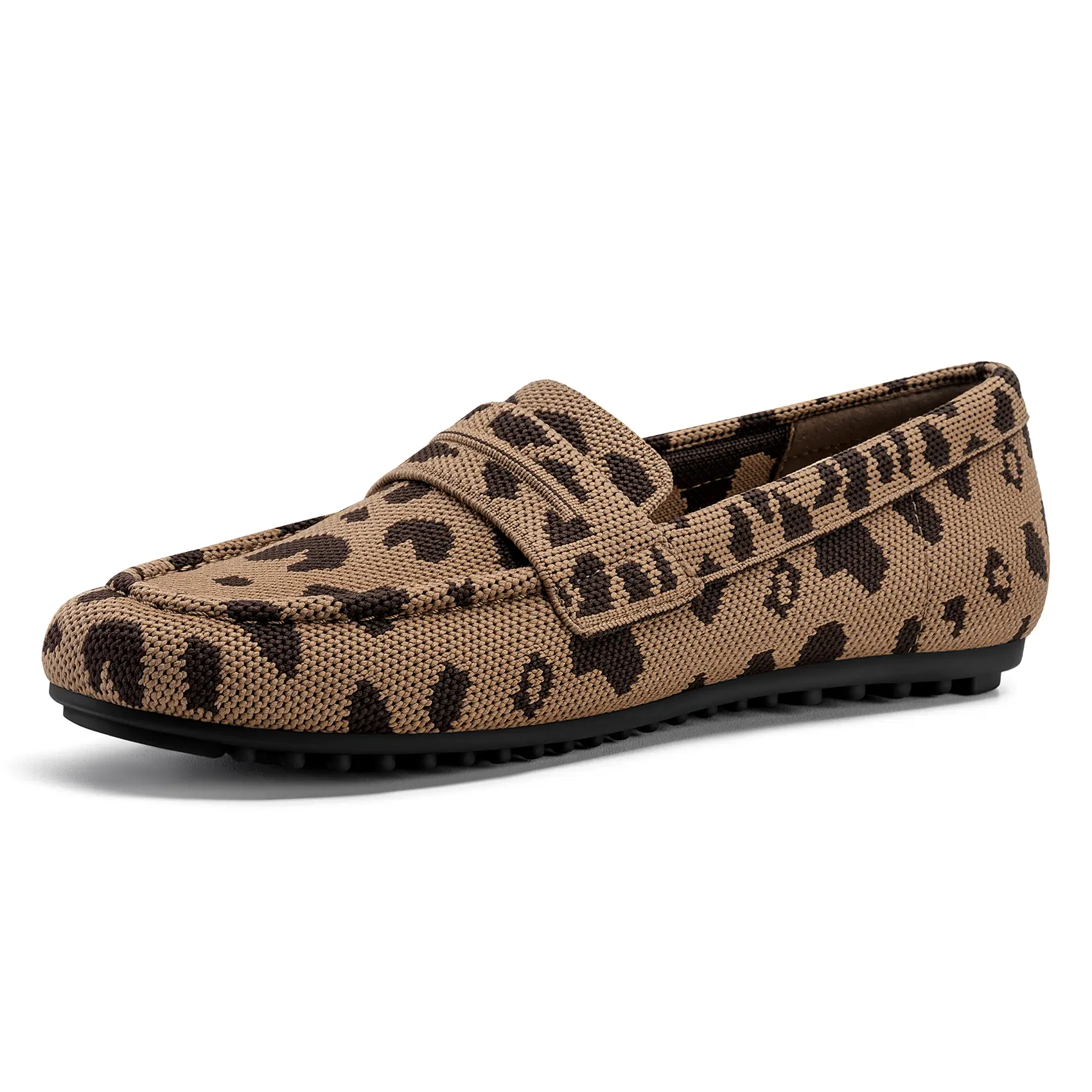 FITORY Women's Chic Casual Round Toe Flats - Female Shoes with Tricot Fabric, Breathable Slip-On Knit Loafers, Lightweight Walking Shoes with Arch Support for Everyday Comfort