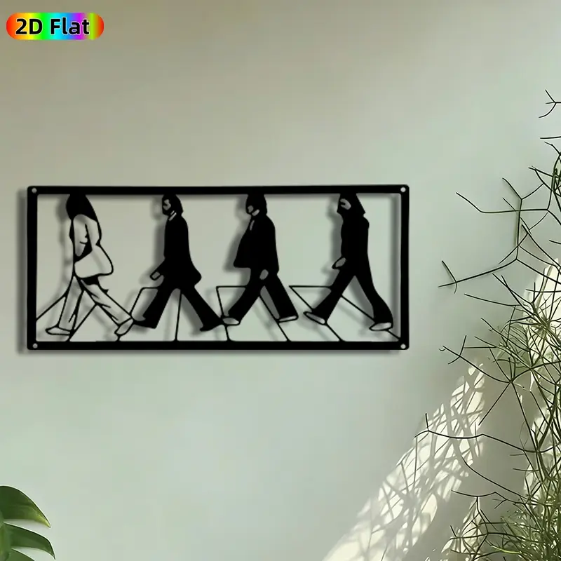 1pc Abbey Road Crosswalk Metal Wall Art, Beatles Silhouette Statue Mural, Artistic Metalwork, Intricate Craftsmanship, Perfect for Anniversary, Housewarming Decor, Perfect for Living Room Studio Music Room Decor, Ideal Gift for Classic Rock Enthusiasts.