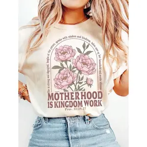 Retro Motherhood Is Kingdom Work Shirt, Mothers Day Shirt, Christian Mom Gift,Religious Boho Floral Bible Shirt,Mom Life Tee