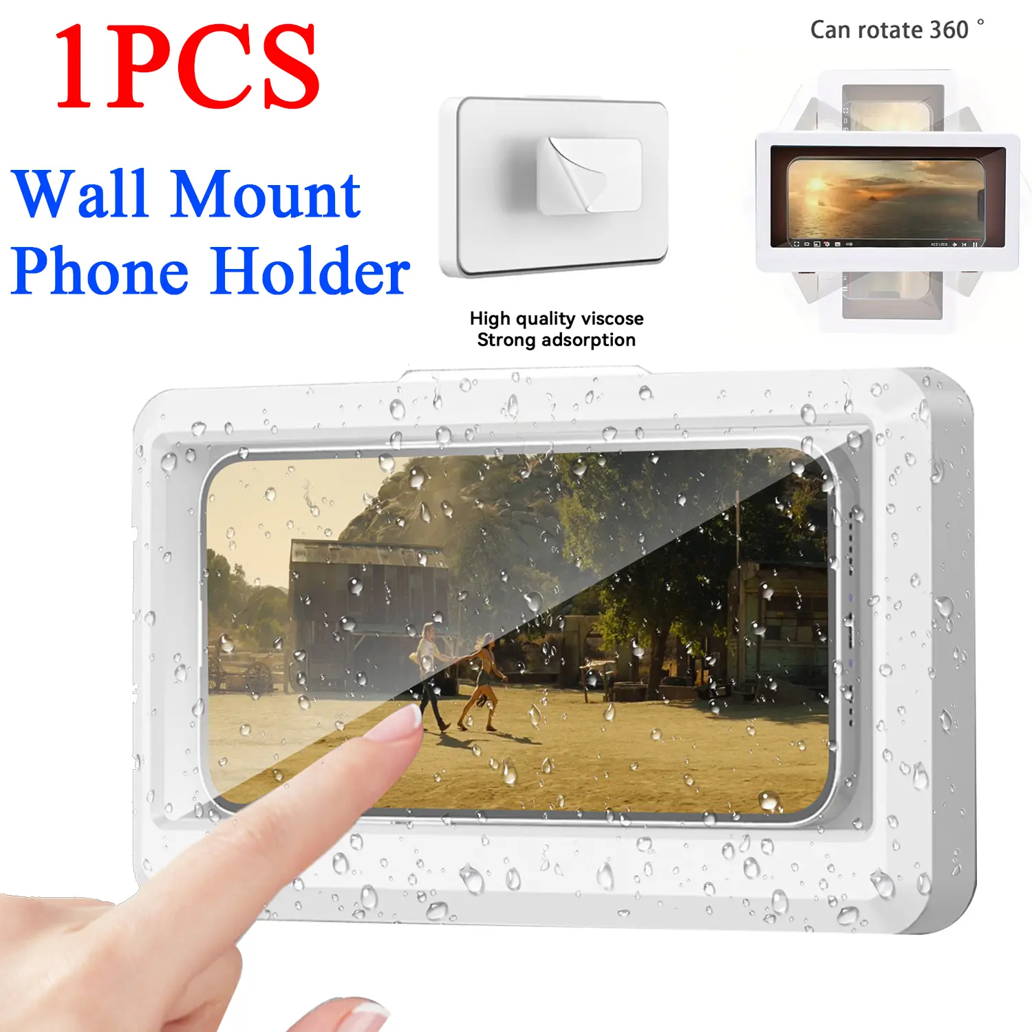 Innens Shower Waterproof Phone Holder, Shower Phone Holder Waterproof, Anti-Fog High Sensitivity Shower Phone Holder, 360 ° Rotation Can Touch Shower Phone Case, Angle Adjustable (White)