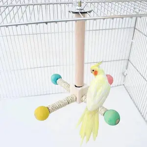 Rotating Bird Perch Stand with Bearing for Parrots, Durable Cork Material, Interactive Enrichment Play Toy for Cage, Suitable for All Bird Species, Bird Perches for Cage