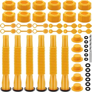 6 Kits 49pcs Can Spout & Nozzle Replacement Kit for 1/2/5/10 Gallon Old Style Tanks Easy to Install with Screw Collar Caps Spout Cover Base Cap Drill Bit
