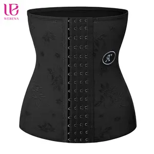 Werena Women's Waist Trainer Corset Shapewear Tummy Control Shaping Waist Cincher Lace Belly Band Floral Abdominal Binder Lightweight Adjustable Compression Basic Black