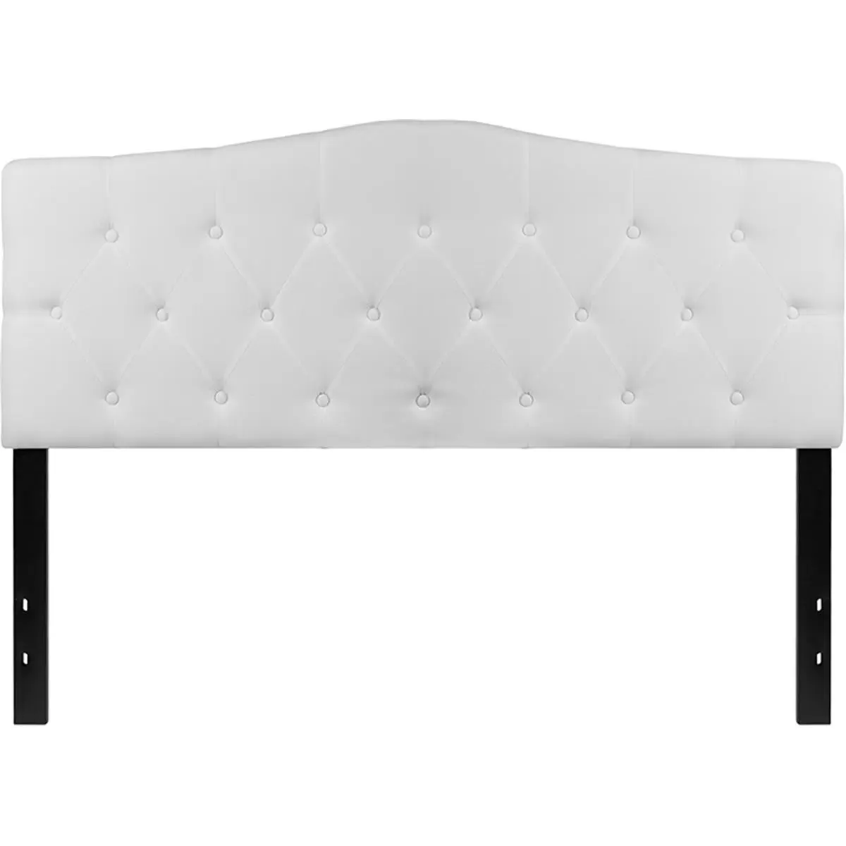 212 MAIN Queen-Size Tufted Upholstered Headboard - White Fabric, Button Tufting, Diamond Stitch, Slim Panel, Indoor Furniture Use