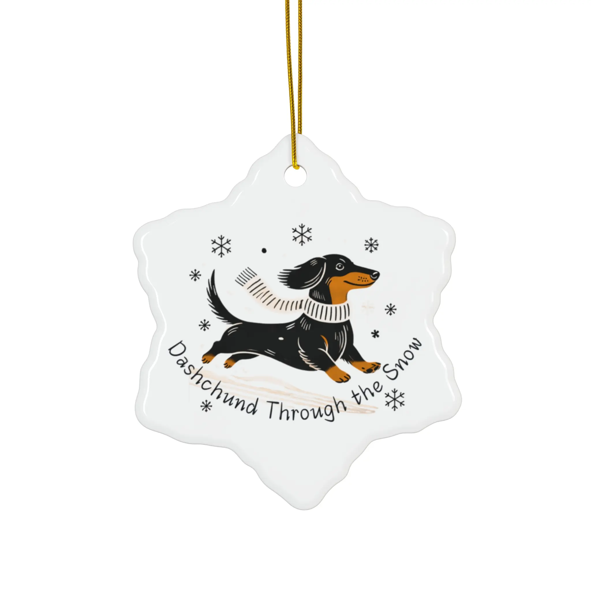 Dachshund Ceramic Ornament, Festive Pet Decor, Holiday Decoration, Dog Lover Gift, Winter Wonderland,  Ornament celebration christmas