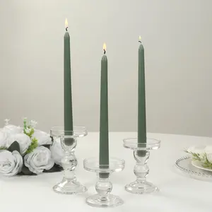 10-Pack Taper Candles Premium Wax Design Dusty Sage Green - Unscented Candles for Upscale Settings 10"