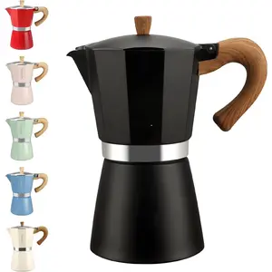 Stovetop Espresso Maker Moka Pot, Cuban Coffee Maker Stove top coffee maker Moka Italian Espresso Greca Coffee Maker Brewer Percolator, 6 Espresso Cups, 10 oz - Black