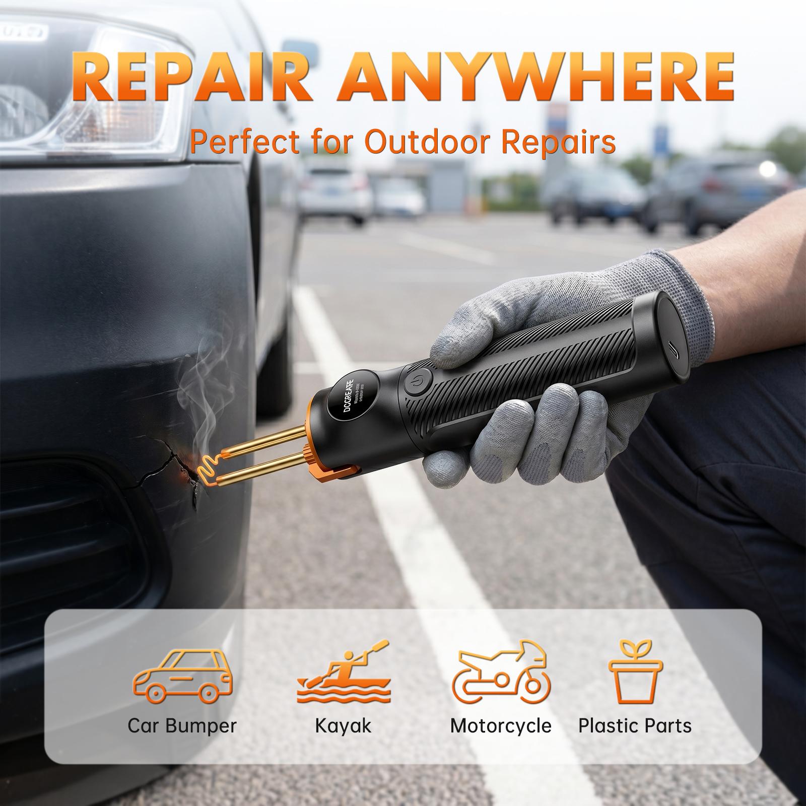 Handheld Plastic Welder Kit, Cordless Rechargeable Hot Stapler Plastic Welding Repair Tool with 4000mAh Battery, LED Light for Car Bumper, Dashboard detail 3