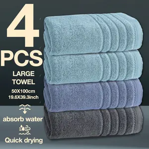 4 Pack Large Thick Face Towels 50x100cm, Super Absorbent Quick Dry, Soft No Shedding, Suitable for Home Commercial Use, Lightweight Portable, Multipurpose Reusable Towels, Absorbent Thickened Towels, Reusable Washable Towels