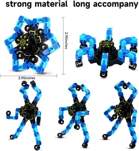 4Pcs Glow In The Dark Fidget Spinners Stress Relief Sensory Toys For Adults & Kids Deformable Robot Fidget Toy Fun Birthday Gifts Party Favors adult  fidgets,transformable fidget spinner